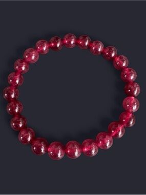 Garnet Gemstone Bead Bracelet 8mm